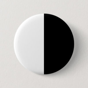 Black and White Half and Half 50/50 Ying Yang Life 6 Cm Round Badge