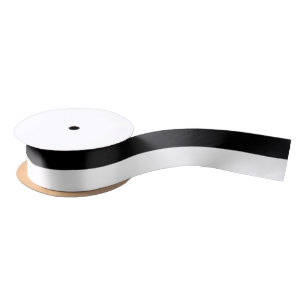 Black And White Half Black Half White Stripe Satin Ribbon