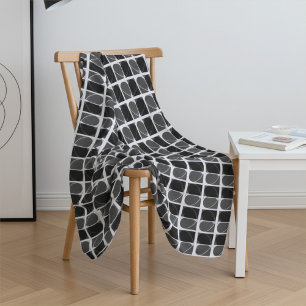 Black and White Half Heart Modern Fine Art Fleece Blanket