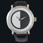 black and white half hour watch<br><div class="desc">A cool graphic black and white geometric circle shape - half white and half black</div>