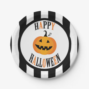 Black and White Halloween 7" Paper Plate