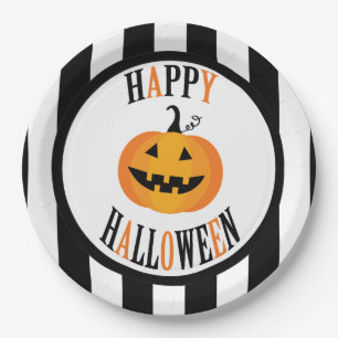 Black and White Halloween 9" paper plate