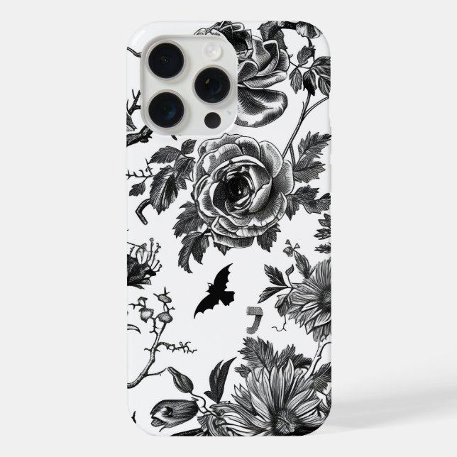 Black and White Halloween Case Optimised iPhone 15 (Back)