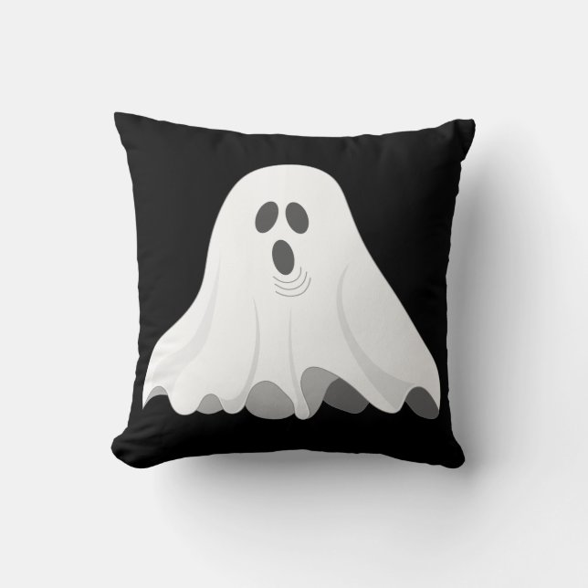 Black and White Halloween Ghost Cushion (Front)