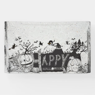 Black and White Halloween Party Banner