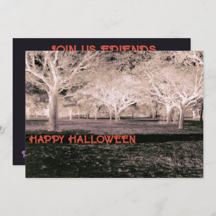 Black and White  Halloween Party Scary Woods Invitation