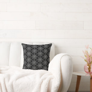 Black and White Halloween Spider Webs Cushion
