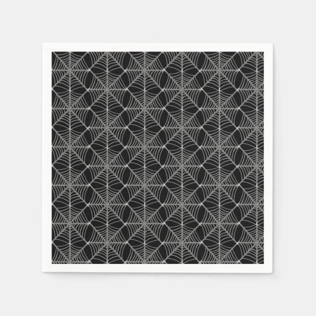Black and White Halloween Spider Webs  Napkin (Front)