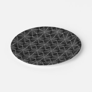 Black and White Halloween Spider Webs Paper Plate