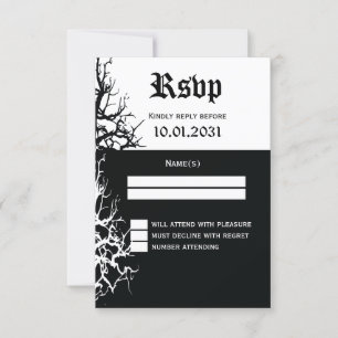 Black And White Halloween Wedding RSVP Cards