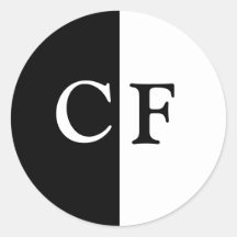 Black and white halves custom initials