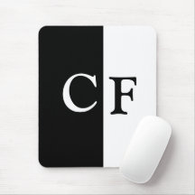 Black and white halves custom initials
