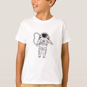 Black and white hand drawn astronaut teenage boy T-Shirt
