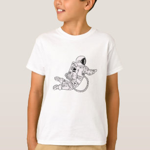 Black and white hand drawn astronaut teenage boy T-Shirt