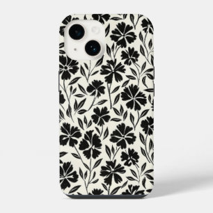 Black and White Hand Drawn Blooms iPhone 14 Case