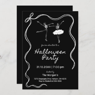 Black and White Hand Drawn Halloween Party Invitation
