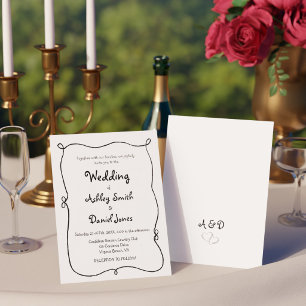 Black and White Hand Drawn Quirky Simple Wedding Invitation