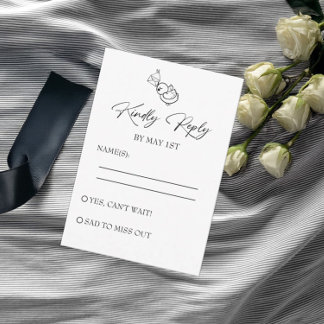 Black and White Hand Drawn Wedding RSVP Card