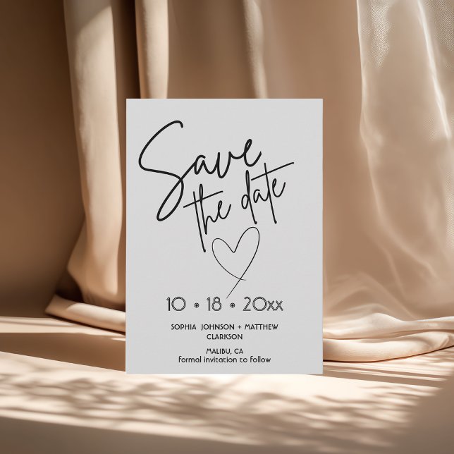 Black and White Hand Drawn Wedding Save The Date  (Creator Uploaded)