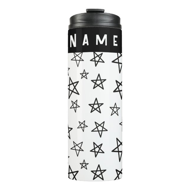 Black and white Handmade Stars Thermal Tumbler (Front)