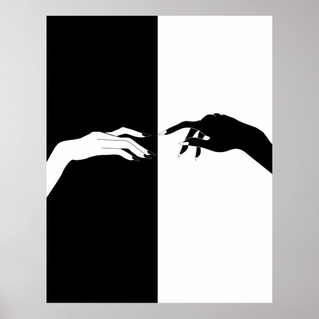 Black and White Hands Modern Simple Line Art Poster (Front)