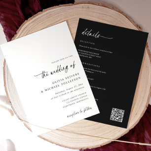 Black and White Handwriting All in One Wedding Invitation