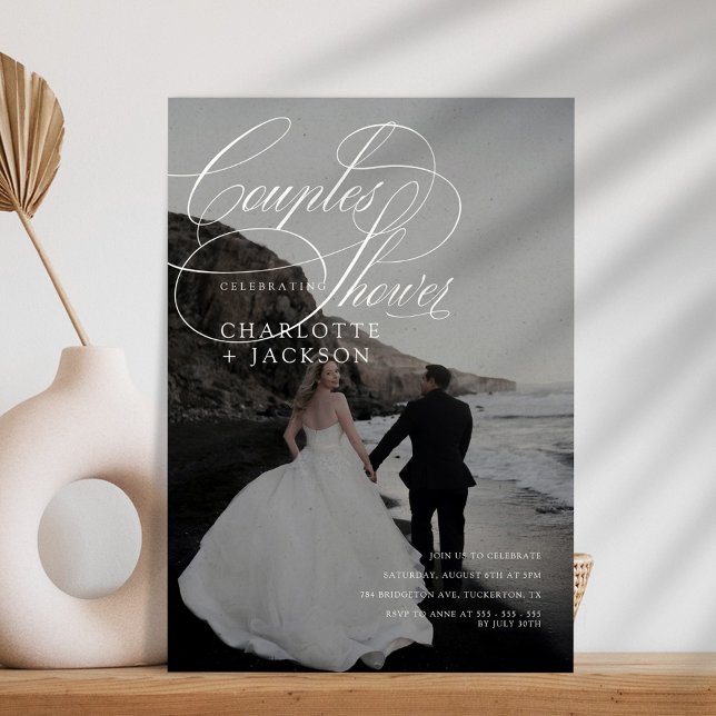 Black and White Handwritten QR Code Couples Shower Invitation (Creator Uploaded)