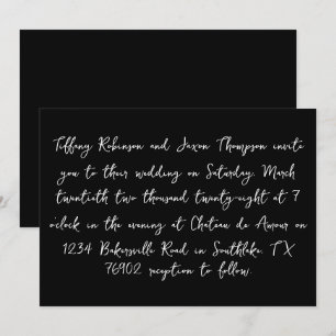 Black and White Handwritten Style Wedding Invitation