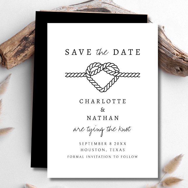 Black and White Handwritten Tying the Knot Wedding Save The Date (Creator Uploaded)