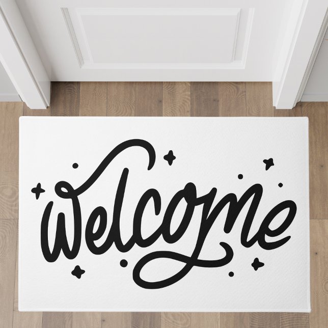 Black and White Handwritten Welcome Script Doormat (Creator Uploaded)