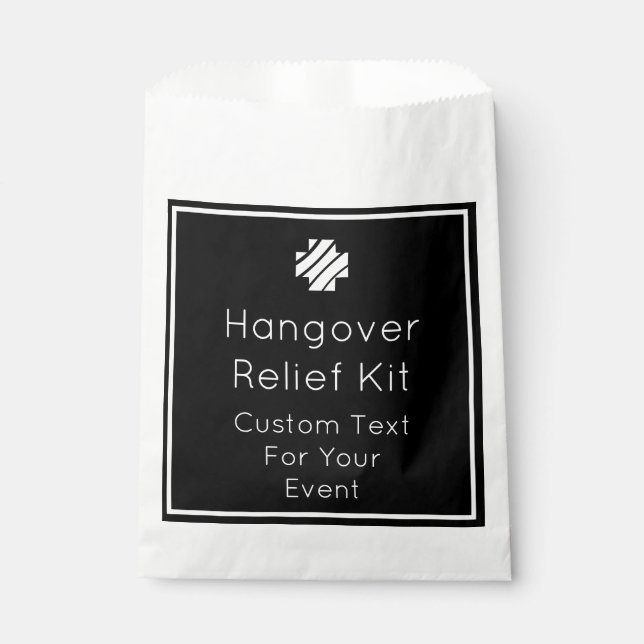 Black and White Hangover Relief Kit Favour Bags (Front)