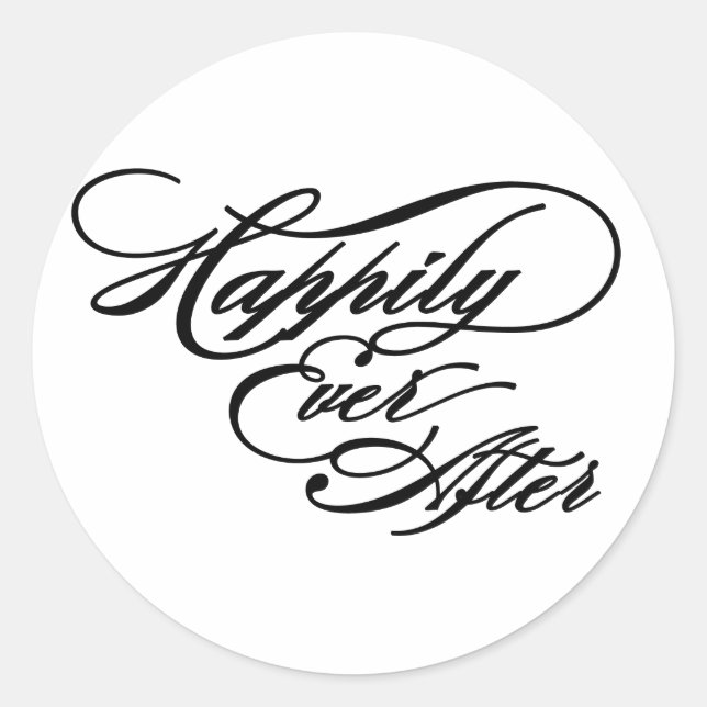Black and white Happily Ever After sticker (Front)