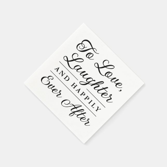 Black and White Happily Ever After Wedding Napkin (Corner)