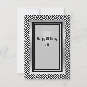 Black and white happy birthday day dad thank you card