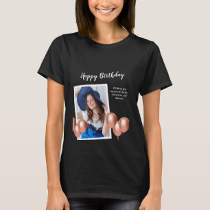 Black and White Happy Birthday Photo T-Shirt