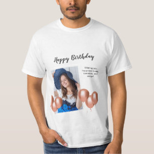 Black and White Happy Birthday Photo T-Shirt