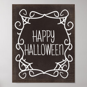 Black and White Happy Halloween Poster