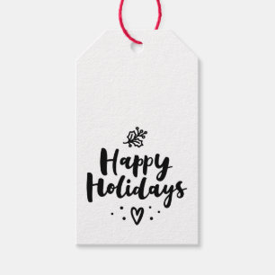 Black And White Happy Holidays Gift Tags