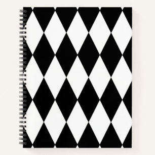 Black and White Harlequin Diamonds Pattern Notebook