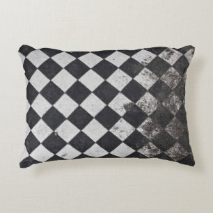 Black and white harlequin graphic decorative cushion