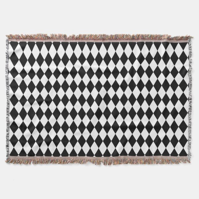 Black and White Harlequin Throw Blanket (Front)