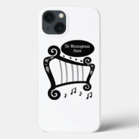 Black and White Harp Monogram