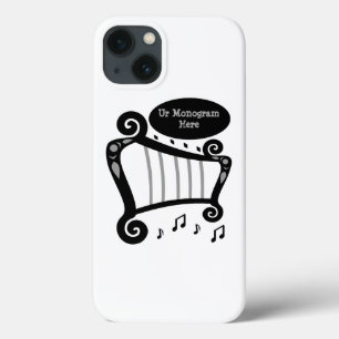 Black and White Harp Monogram iPhone 13 Case