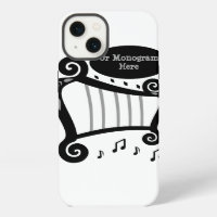Black and White Harp Monogram