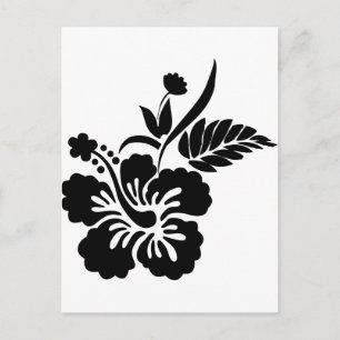 Black and white Hawaiian flowers Postcard