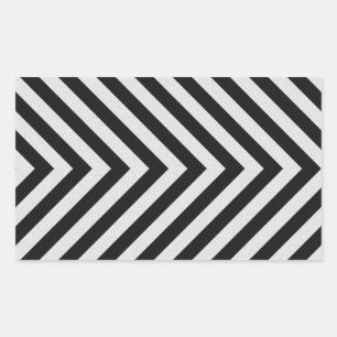 Black and White Hazard Stripes Textured Rectangular Sticker