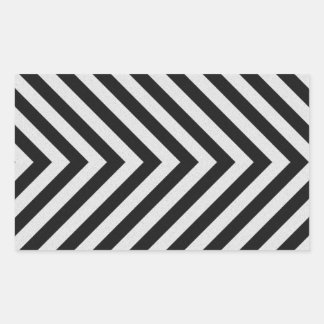 Black and White Hazard Stripes Textured Rectangular Sticker
