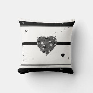 Black and White Heart Design Cushion