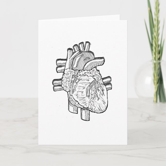 Black and white heart drawing holiday card (Front)