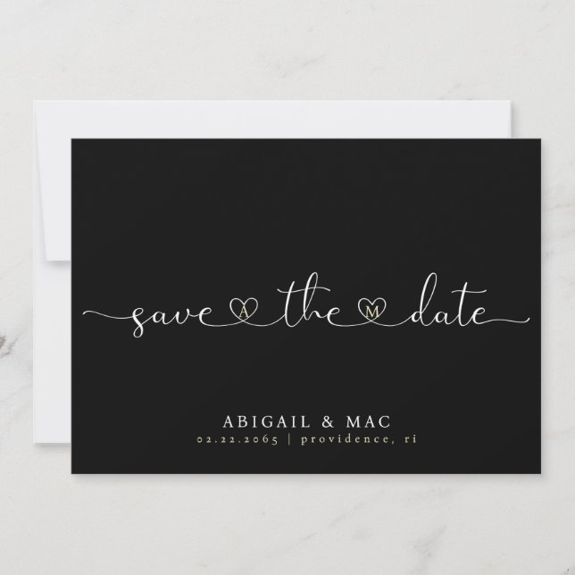 Black and white Heart Font Save the Date (Front)